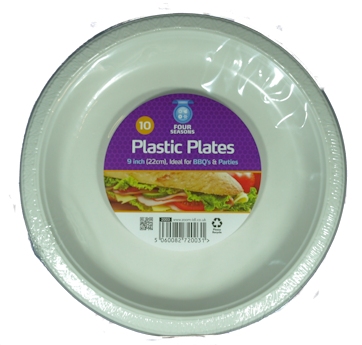 10pk Plastic Plates 9 inch